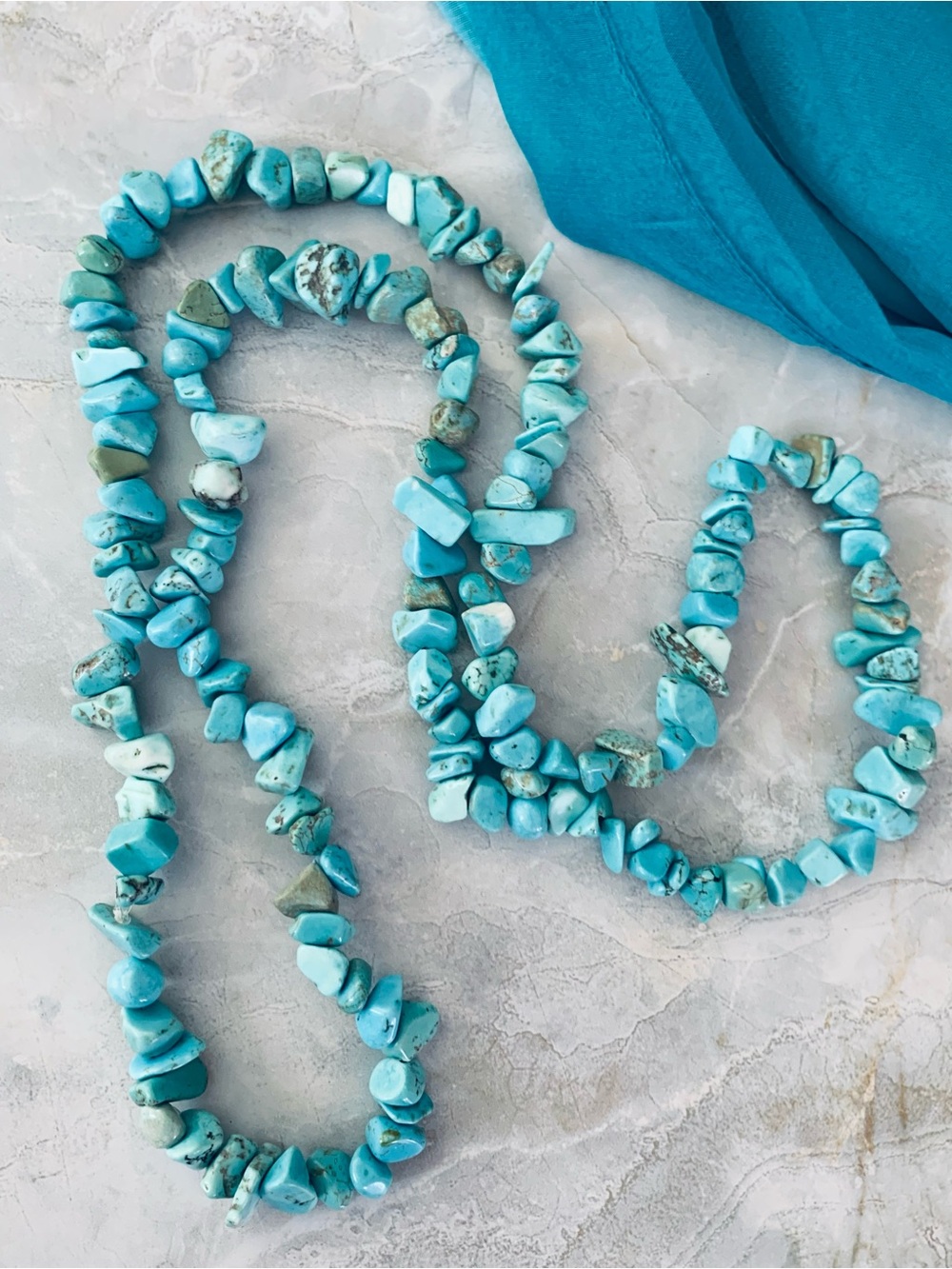 Turquoise Chip Bead Necklace Native American Inspired
